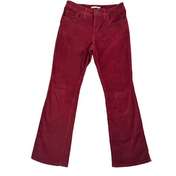 Levis 725 High rise Bootcut corduroy pants womens preppy wine sz 30 - Picture 1 of 6